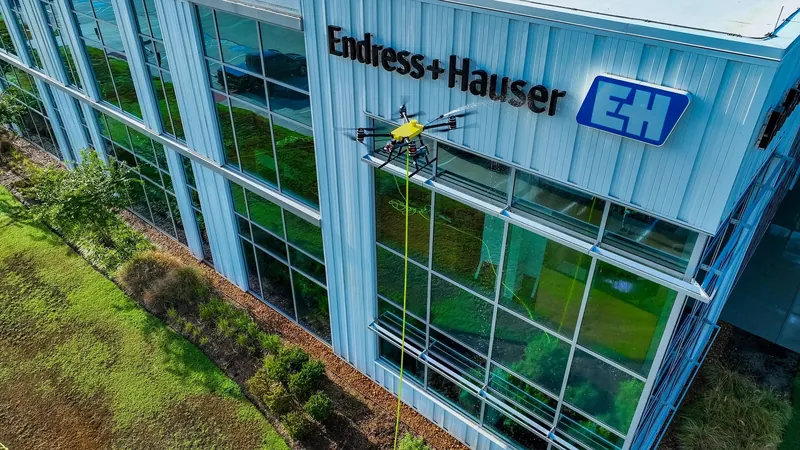 Drone cleaning a commercial facility