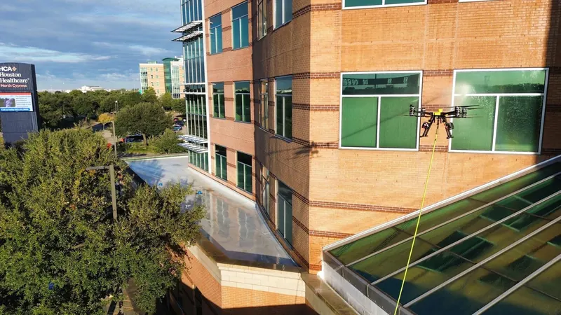 HCA Houston Healthcare being washed by drone