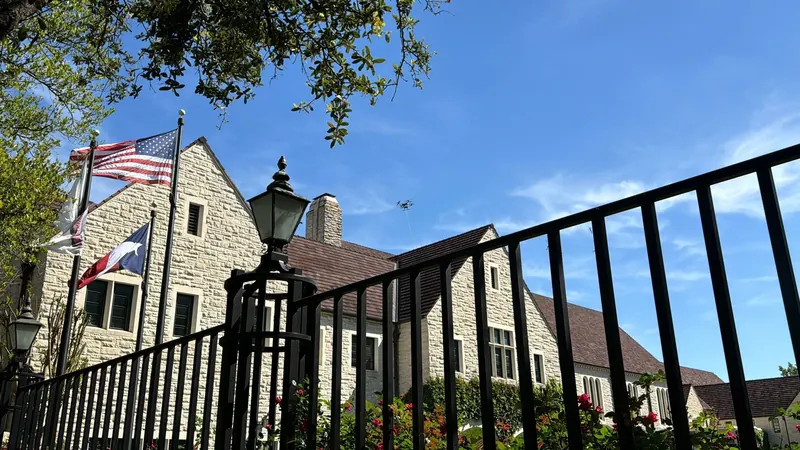 Drone washing a stone facade